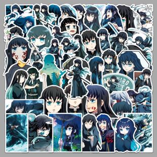同人谷50张时透无一郎涂鸦贴纸个性跨境日漫鬼灭之刃装饰手机