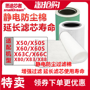 适配352空气净化器滤芯X50/60/63过滤网初效Y106/Y100防尘静电棉