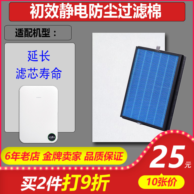 适配智米新风机系统过滤网小米净化器滤芯初效棉 除雾霾除尘防尘