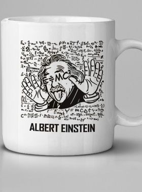 Einstein爱因斯坦科学家物理学家手绘简约英文家用水杯陶瓷马克杯