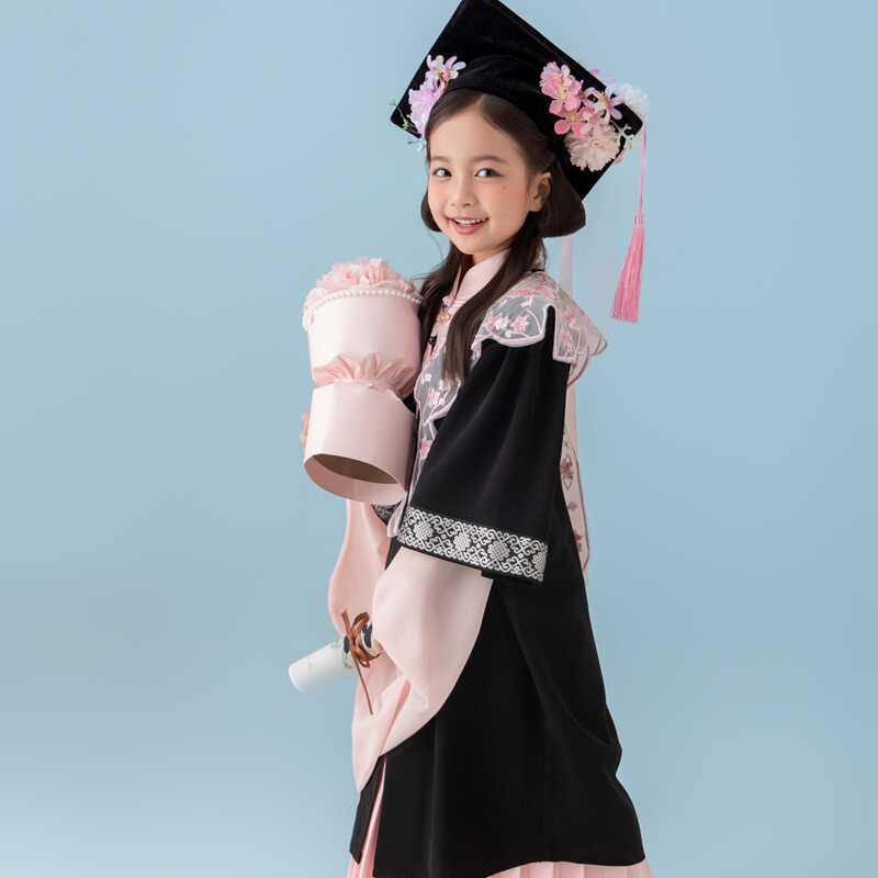 毕业季博士服儿童摄影服装簪花中学生2024年暑假米蒂贝儿女孩汉服