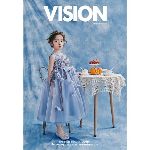 儿童摄影高端蓝色礼服连衣裙