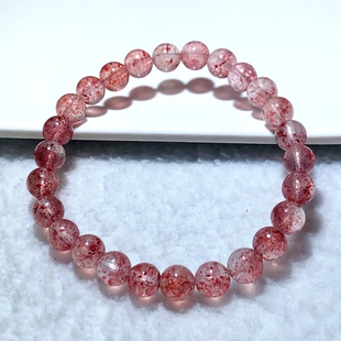 俄罗斯老矿玻璃体草莓晶手链女简约韩版士多啤梨水晶手链ins礼物