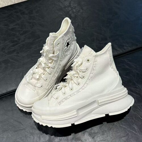 Converse匡威RunStar Legac白色蕾丝蝴蝶结夹心厚底帆布鞋A10027c