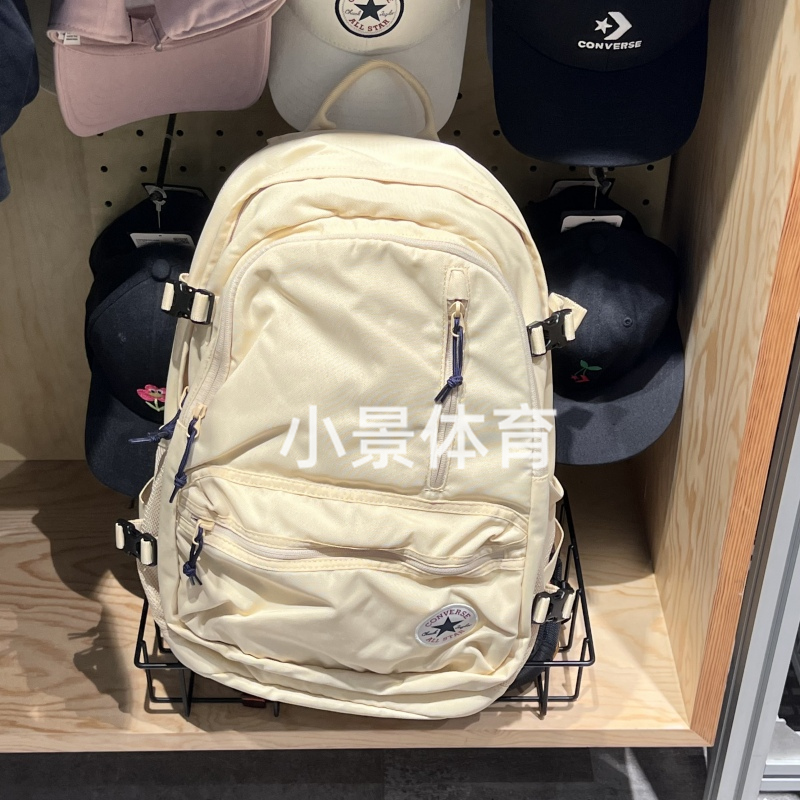 匡威奶油黄芝麻黄白色女双肩书包