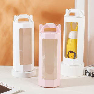 ins风开窗纸盒透明展示盒单朵花束展示盒酒杯保温杯包装盒礼品盒