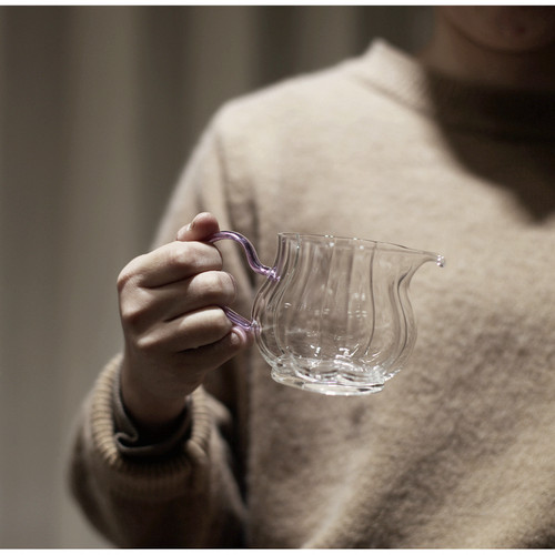 |工匠家品|《花瓣提耳公道杯》 高硼硅高透玻璃 断水耐热不流口水