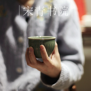 莲花水缸杯 个人 宋青书院 茶盏 大杯 主人杯 越窑青瓷 吾杯