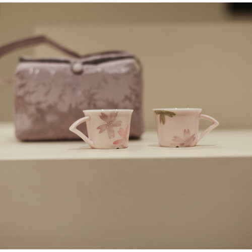 |勿念|《有田烧》嫩粉樱花 有耳 带耳小茶杯 盖碗 品茗杯 釉下彩