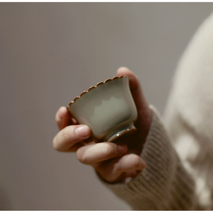 |亦汝| 菊口主人杯 汝窑茶具茶杯 开片可养茶盏汝瓷 晓芳窑天青色