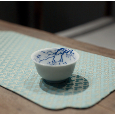 |勿念|《水漾兰》蓝彩梅花小茶碗 主人杯 个人杯 釉下手绘  茶盏