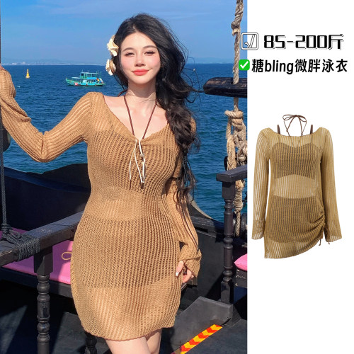 大码泳衣女泰式高级感比基尼海边