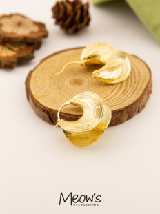 Meow's 波浪纹理双层耳圈御姐大嫂金属耳环时尚夸张晚会年会耳饰