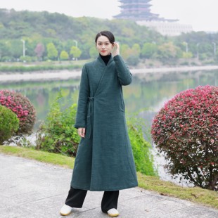 秀华道源太极服男女同款汉服交领中长款太极拳练功服单件