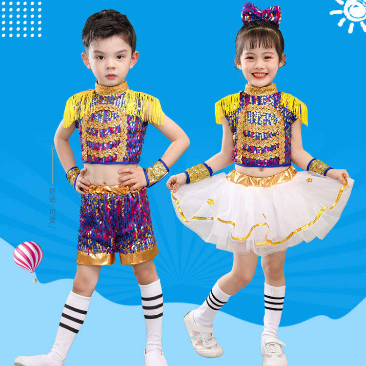 新款六一儿童亮片纱裙爵士舞演出服幼儿男女童蓬蓬裙啦啦操表演服