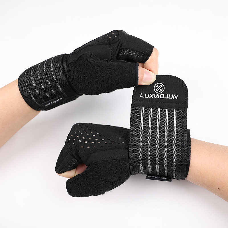 吕小军护腕健身男手套防起茧半指护腕一体弹力腕带运动护掌助力带