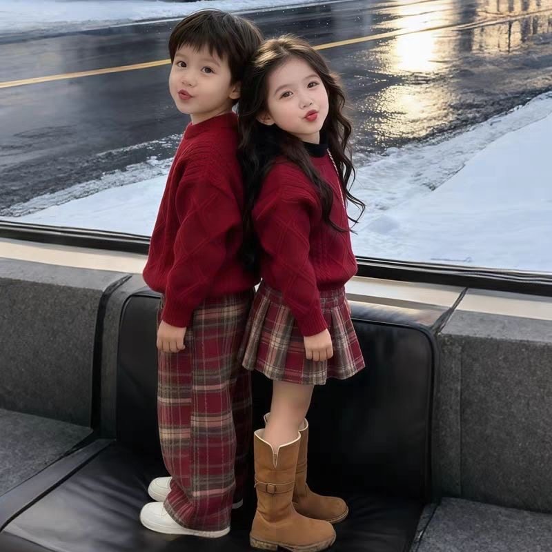 秋冬季加绒加厚儿童休闲格子裤男女童保暖阔腿裤复古红棕格纹卫裤,童装/婴儿装/亲子装,裤子,淘宝优惠券,粉丝福利购,淘宝优惠卷