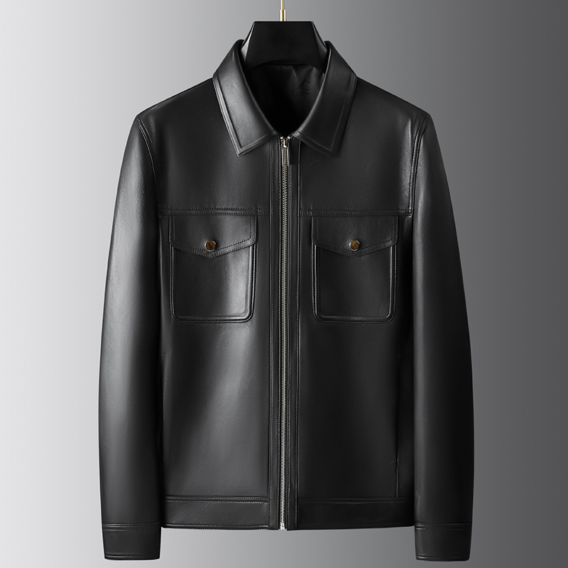 奔跑吧医生张弛佟大为同款秋冬海宁真皮皮衣男绵羊皮翻领外套男装