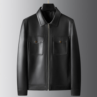 奔跑吧医生张弛佟大为同款秋冬海宁真皮皮衣男绵羊皮翻领外套男装