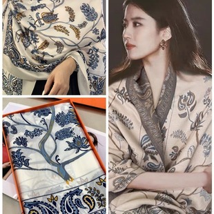 玫瑰的故事黄亦玫刘亦菲同款围巾仿真丝丝巾印花头巾外搭防晒披肩