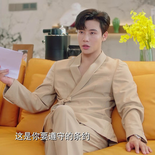 暮色心迹霍烬炎代高政同款侧腰带西服早秋男式休闲西装纯色套装男