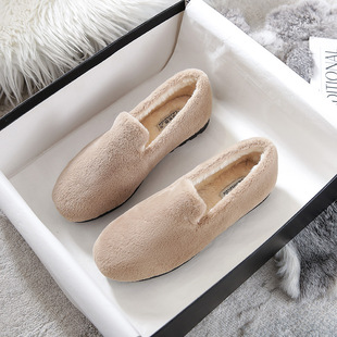不期而遇的生活李匆匆董璇同款一脚蹬毛绒毛毛鞋子秋冬加绒豆豆鞋