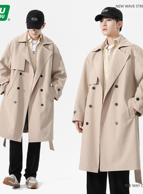 亲爱的仇敌周慕孙袁弘同款中长款夹克宽松学院风长飘带风衣外套男