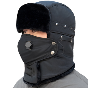 帽子男冬天加绒加厚保暖雷锋帽骑车防风防寒护耳东北帽电动车棉帽