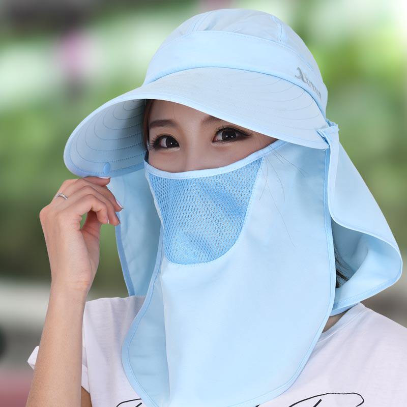 夏天帽子女遮阳帽遮脸护颈帽太阳帽户外多用空顶帽沙滩帽防晒凉帽