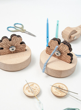 木质雕刻桃花断线器 切线器割线刀手工diy毛线编织缝纫工具剪线头