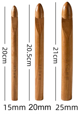 特大号加粗碳化竹木钩针冰岛线帽子勾针地毯宠物垫收纳篮粗钩针