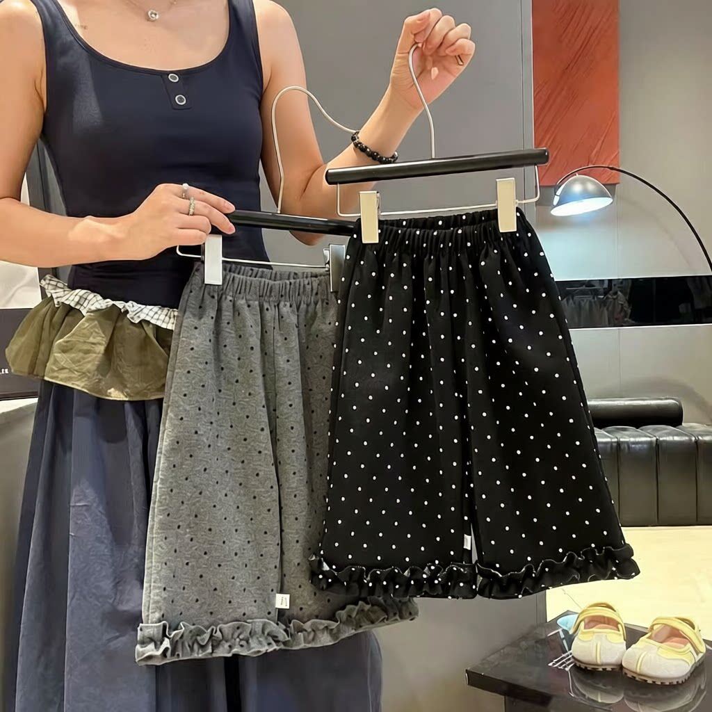 秋季新款女童阔腿裤筒裤儿童韩版洋气长裤宝宝宽松休闲裤波点裤子
