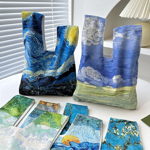 百搭出街小众针织腋下包单肩包 时尚 新款 文艺复古油画手提包女韩版