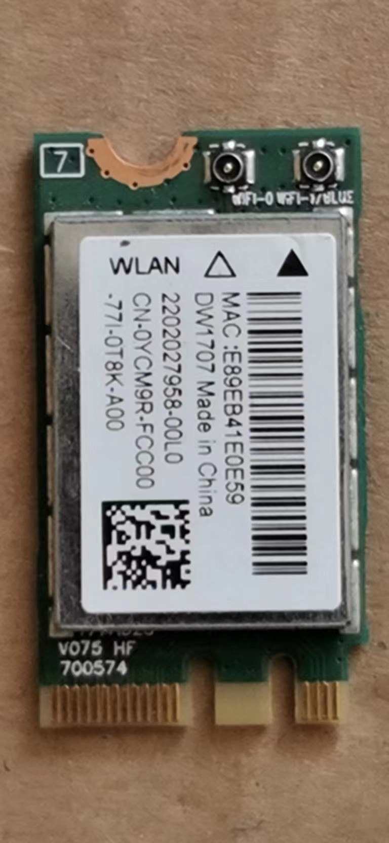Dell/戴尔 DELL DW1707 QCNFA335 WLAN无线网卡 M.2 300M 蓝牙4.0 - 实物图