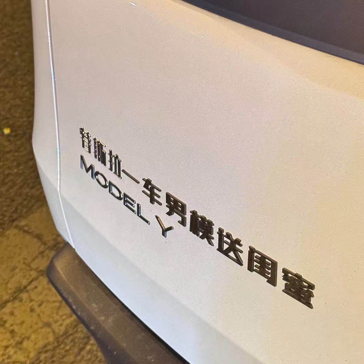 特斯拉搞笑立体不锈钢车尾标图片