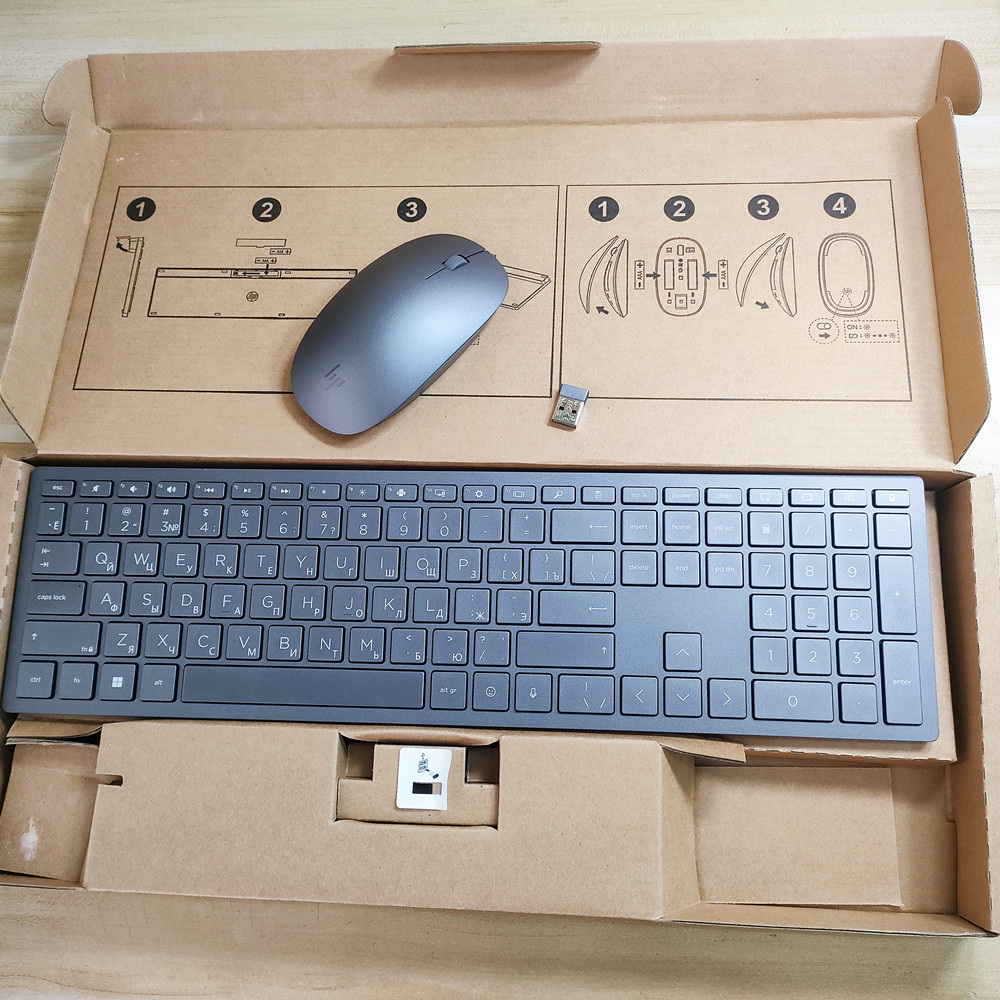 HP/惠普俄语俄文高端无线键鼠套装超薄巧克力静音键盘台式笔记本