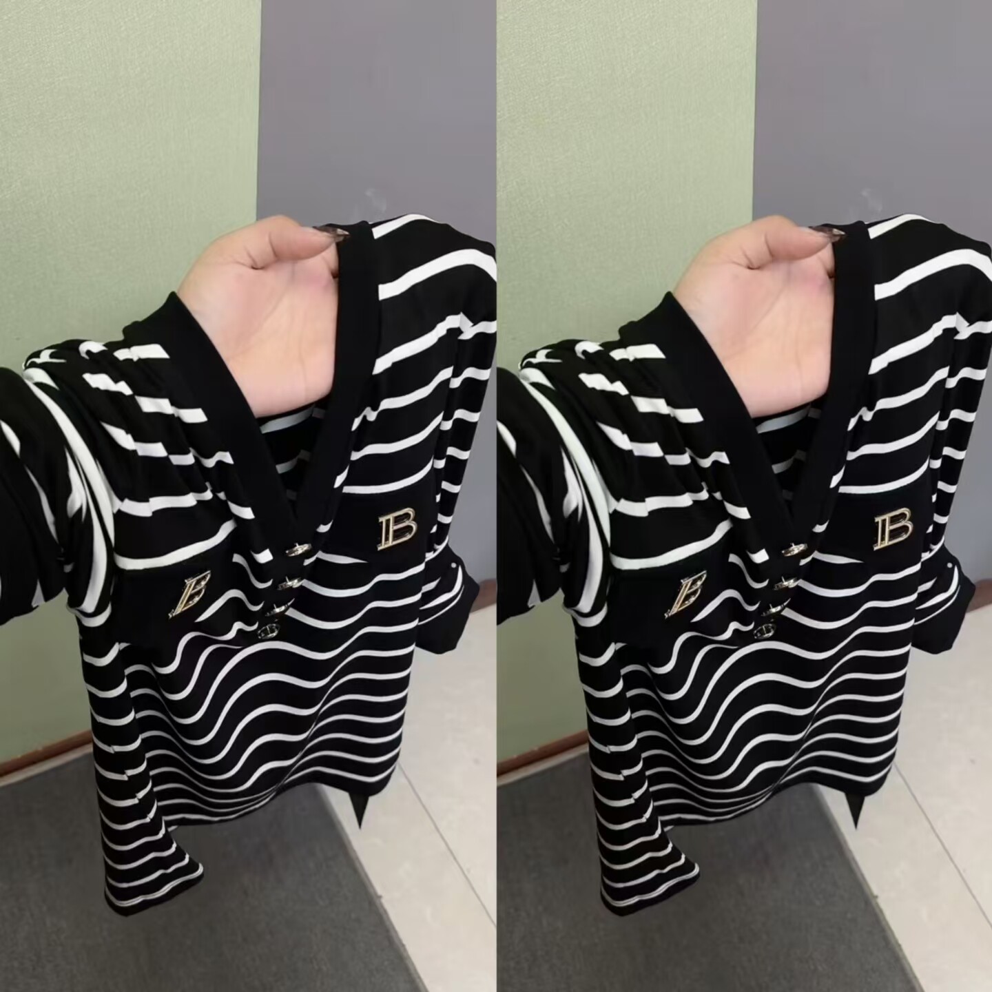 春季新款短款V领显瘦长袖小衫
