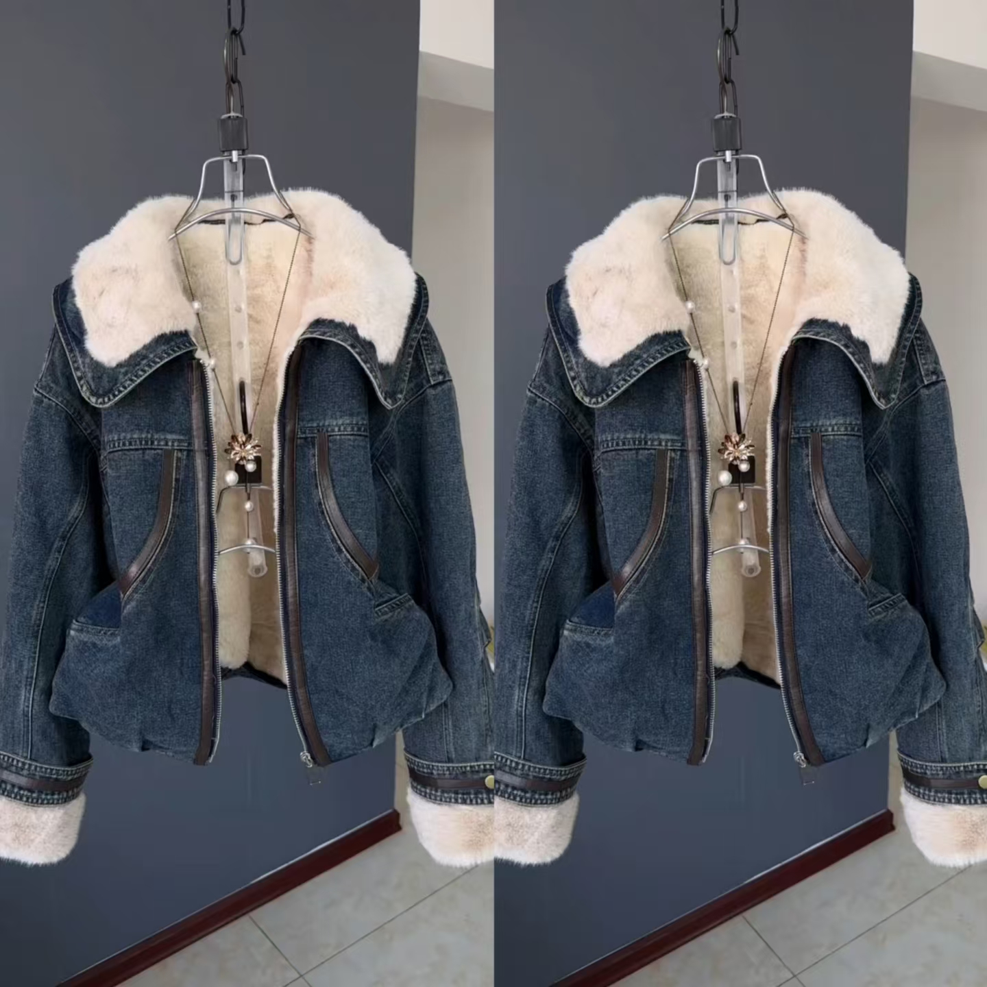 新款加厚牛仔外套短款小个子上衣