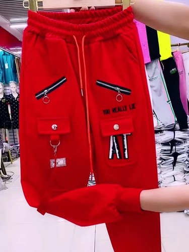 加厚帅气工装裤女九分休闲运动裤