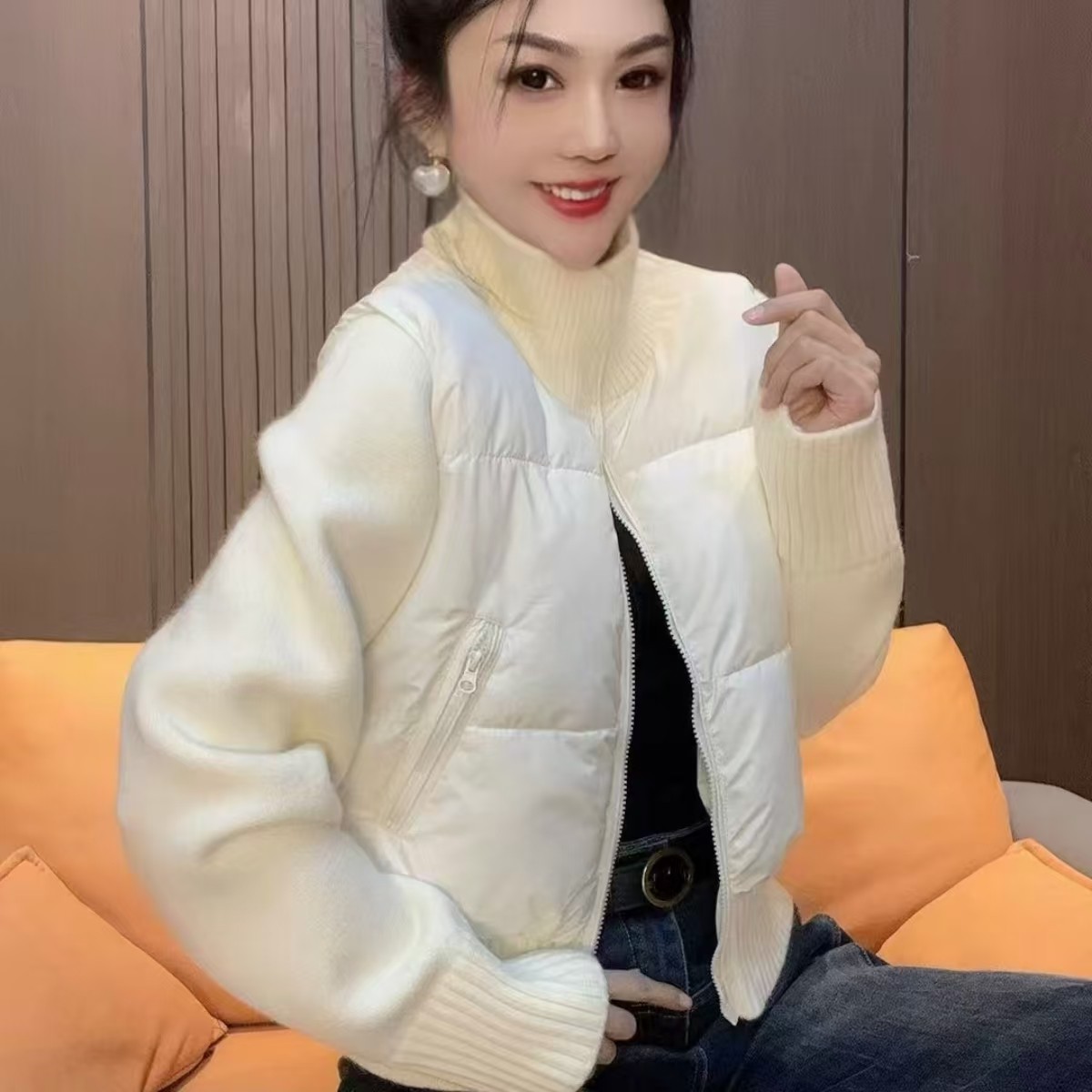 韩版短款薄棉外套针织袖品质立领宽松保暖二棉服2026年新款上衣,女装/女士精品,短外套,淘宝优惠券,粉丝福利购,淘宝优惠卷