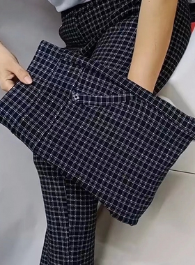 新款洋气格子加绒外穿棉裤女时尚2024年秋冬新款弹力打底保暖外裤