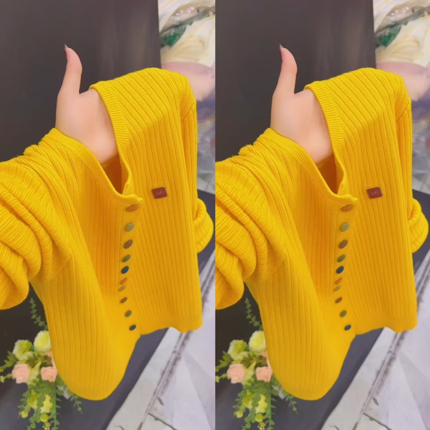 糖果色圆领针织开衫女宽松彩扣毛衣短款气质温柔甜美上衣外套2026,女装/女士精品,毛针织衫,淘宝优惠券,粉丝福利购,淘宝优惠卷