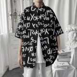 2025夏季涂鸦印花冰丝短袖衬衫男C101P35，男装T恤，电商C323