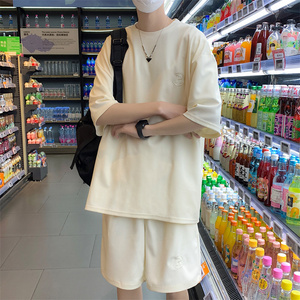 夏装字母刺绣运动休闲套装青少年短袖t恤短裤两件套套装 TZ29P65图片