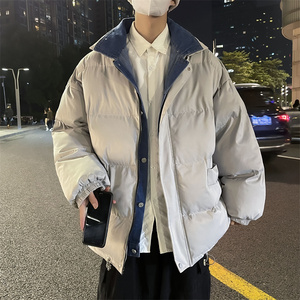2025冬款牛仔假两件棉衣男大码棉服冬装潮流外套 M2006P125图片