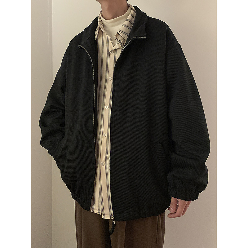 2025春装贴布立领外套男拉链夹克JK85P70黑,男装夹克,电商C323