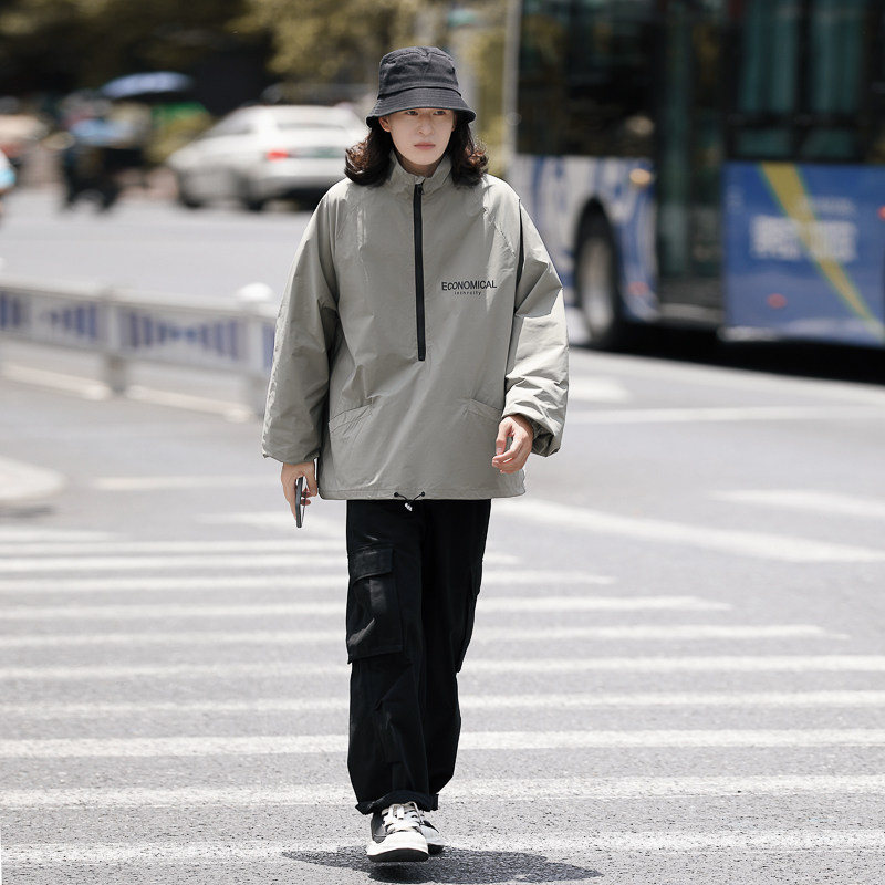 2025秋装cityboy半拉链冲锋夹克外套男 JK82P78 绿1图片