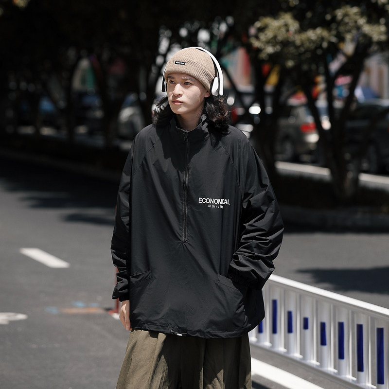 2025秋装cityboy半拉链冲锋夹克外套男 JK82P78 黑2图片