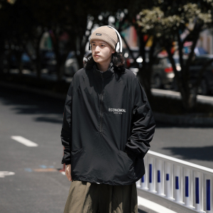 2025秋装cityboy半拉链冲锋夹克外套男 JK82P78 黑2图片