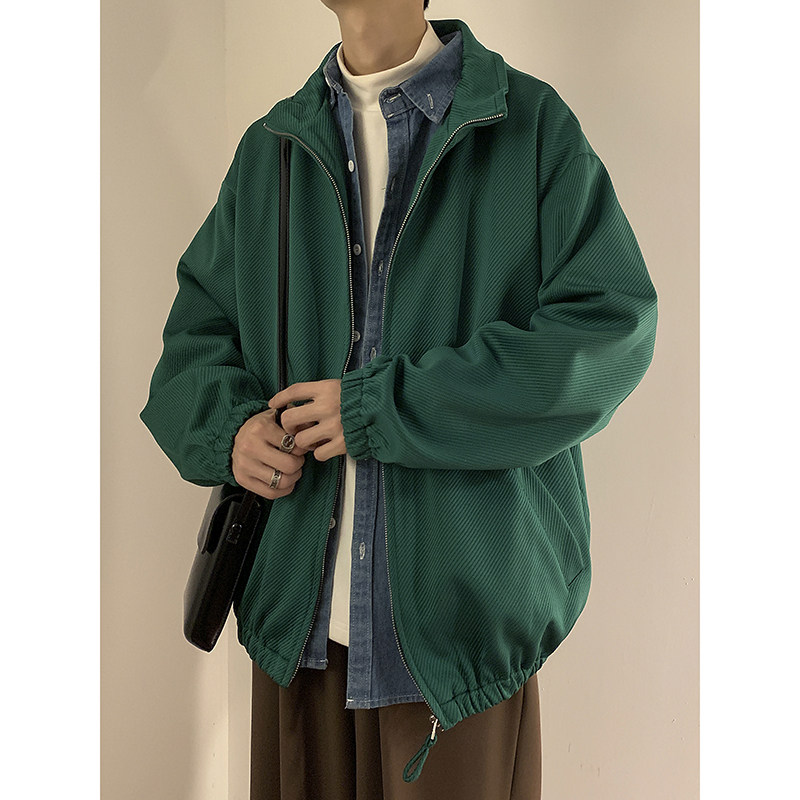 2025春装贴布立领外套男拉链夹克JK85P70黑,男装夹克,电商C323